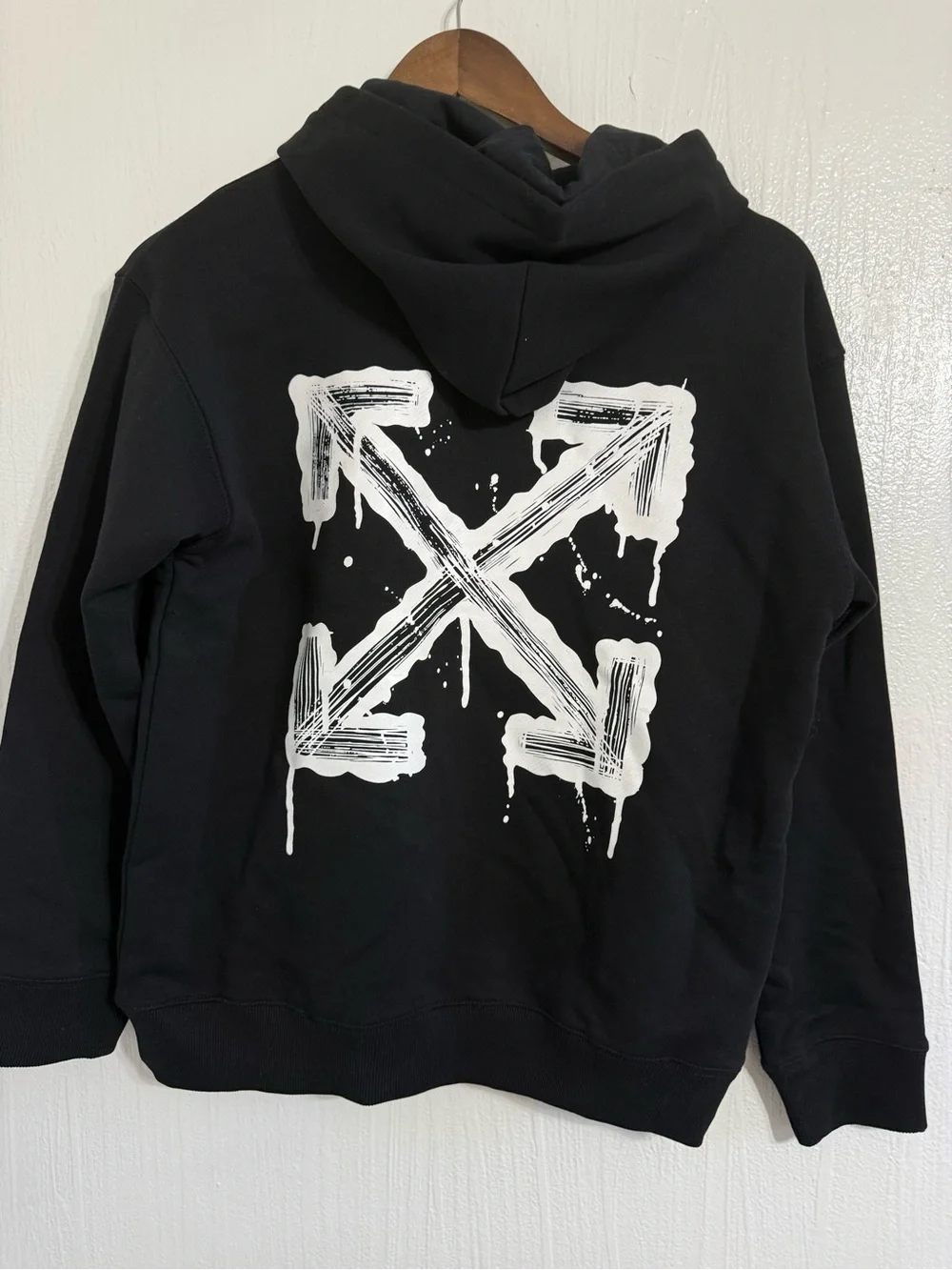 OFF-WHITE VIRGIL ABLOH KIDS PRINT HOODIE SWEATSHIRT BLACK MEDIUM 10-12